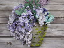 Load image into Gallery viewer, Floral Door Wreath, Metal Basket Wreath, Grey Door Decor, Farmhouse Decor, Wreath Basket