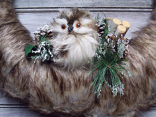 Load image into Gallery viewer, Brown Wreath, Fur Wreath, Bird Wreath, Large Wreath, Large Door Wreath, Winter Wreath, Brown Winter Wreath, Indoor Wreath