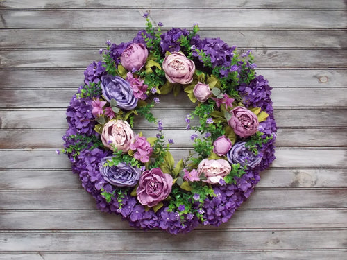 Extra Large Purple Hydrangeas Flowers Wreath