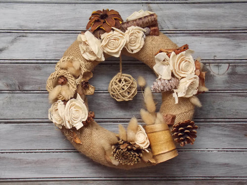 Natural Brown and Beige Indoor Wreath