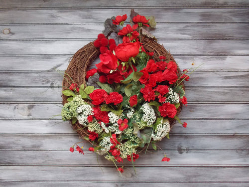 Large Red Grapevine Basket Wreath