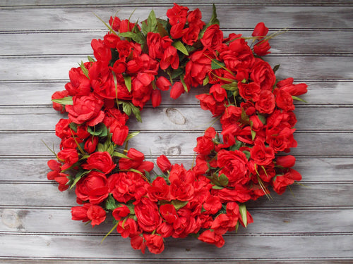 Extra Large Elegant Grapevine Red Door Wreath