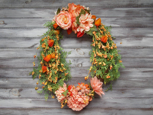 Peach Flowers Wreath