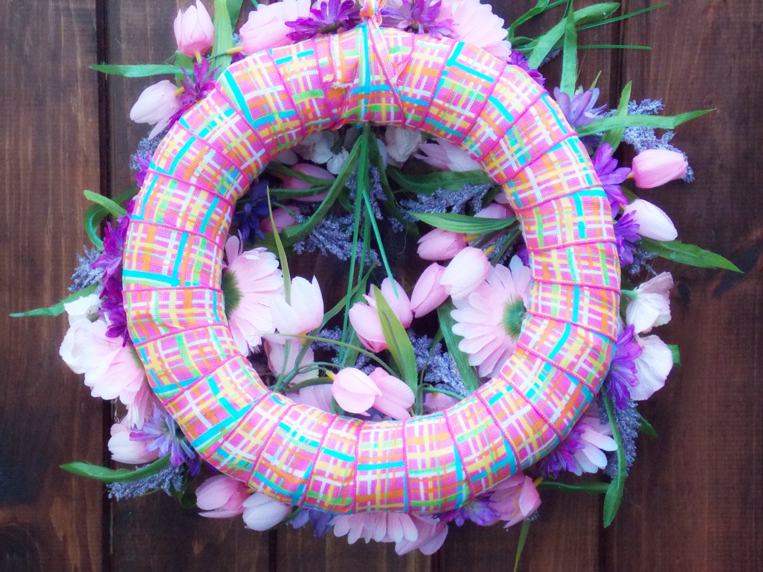 Pink Small Wreath, Fabric Covered Indoor Wreath, Summer Wreath