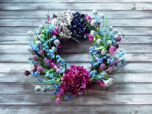 Blue Gray Large Grapevine Door Wreath 