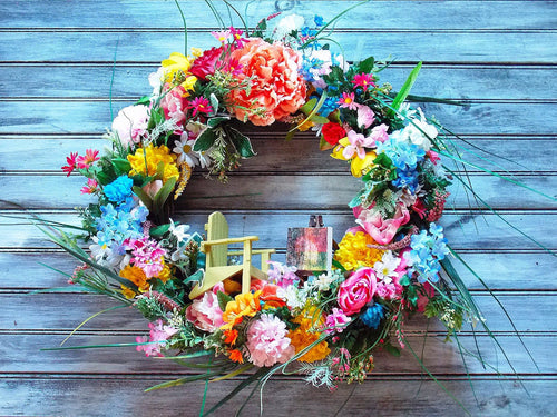 Colorful Summer Grapevine Large Door Wreath