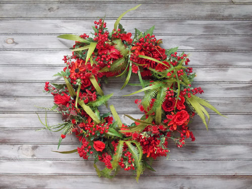 Red Flowers Wreath