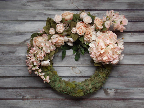Large Door Pink Flower Wreath