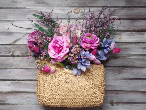 Purple Flowers Straw purpse Indoor Wreath
