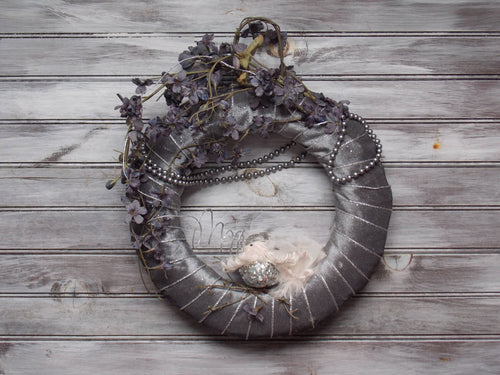 Pewter Gray Ribbon Wreath