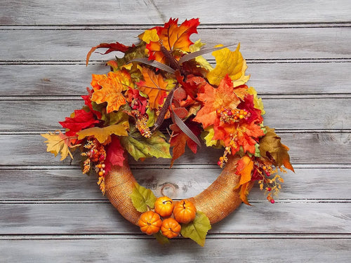 Small Fall Colorful Straw Wreath